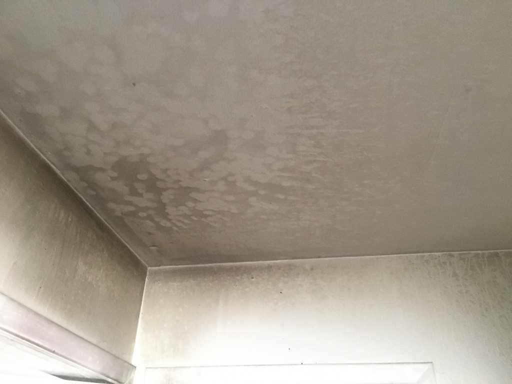 Smoke and soot on a ceiling and walls