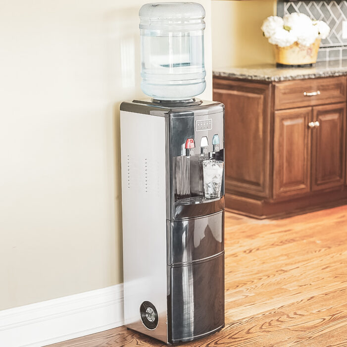 A water cooler in a home kitchen