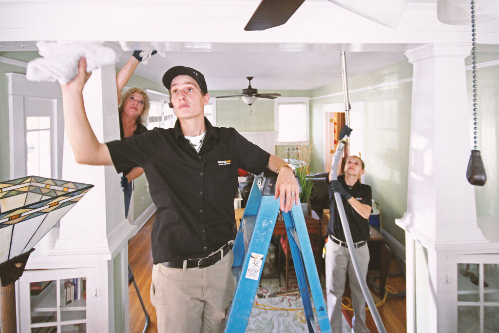 Cleaning team giving a deep clean after a fire