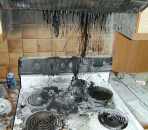 Fire and smoke damage after a kitchen fire