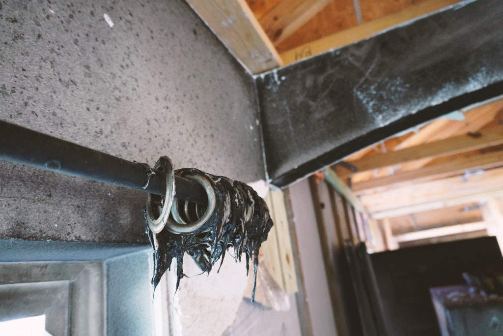 Fire damage inside a home