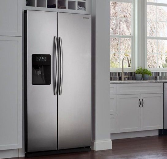 A refrigerator with an ice maker